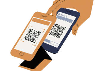 両者がQRcode受付をしている